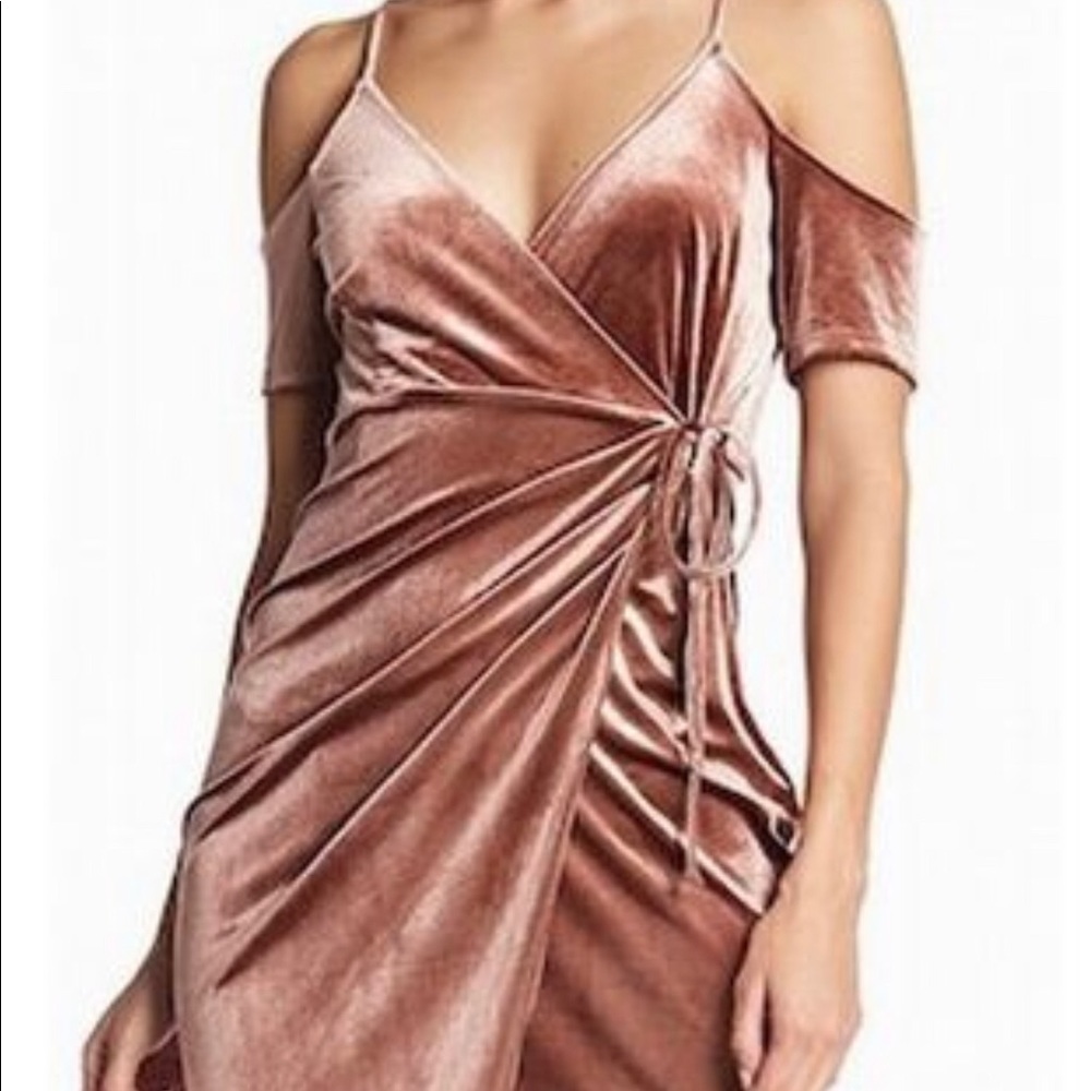 Velvet Cold Shoulder Wrap Dress